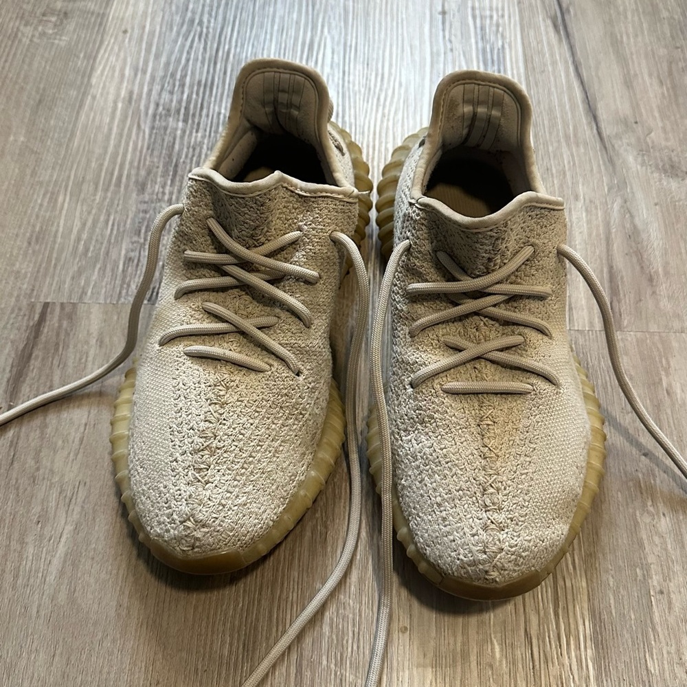 Yeezy Cream Knit Sneakers with Tan Sole